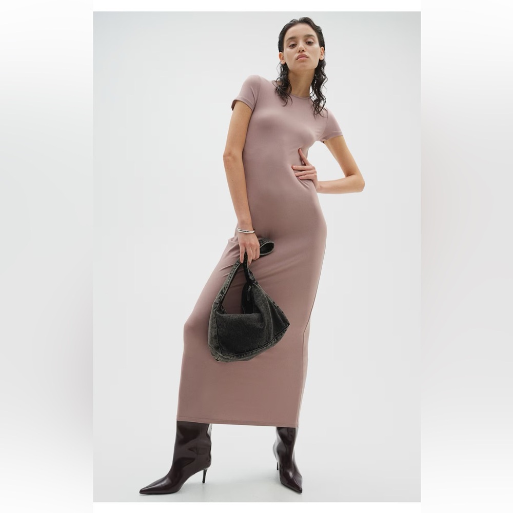 Taupe Jersey Bodycon Dress